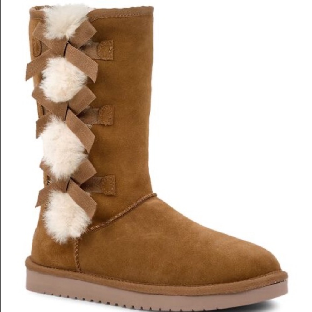 Koolaburra by Ugg Victoria Tall Boots Chestnut Size 10 with Bows
